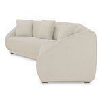 Close-up side angle showing the sofa’s fabric texture and foam-filled cushions with gentle slope design