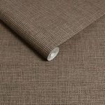 Close-up of rolled Rustic Weft Wallpaper showing woven texture and paper core