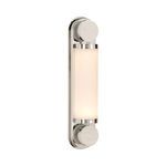 Emmons Sconce with polished metal base, frosted glass center column, and two honed Carrera marble spheres