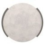 Top view showing smooth round concrete top with wood panels partially visible on sides
