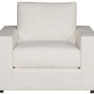 Lucca Accent Chair in Kipri Snow fabric with wide arms, plush cushion, and clean geometric lines
