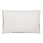 Back side of the lumbar pillow with plain ivory fabric and invisible zipper