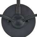 Close-up of black round mounting plate with screws and curved arms from a slightly different angle