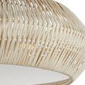 Close-up showing woven texture and natural color variations of the rattan shade