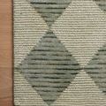 close-up on rug pile showing alternating striped and solid diamond shapes with texture detail