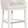 Ryder stool angled view showing the inward curve of the backrest and side seam stitching details