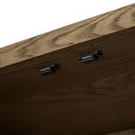 Detailed view of interior top shelf with metal shelf support clips