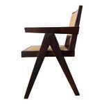 Side profile of Takashi chair focusing on sharp chair lines and rattan materials