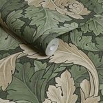 Rolled William Morris Acanthus Wallpaper showing textured paper and detailed acanthus leaf pattern