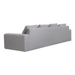 Rear angled view showing solid gray fabric back and cushions of the Thomas sectional