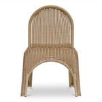 Close up rear view of Kendall chair showing wicker texture under curved backrest