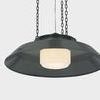 Woodrow Pendant with classic RLM-style large dark reflector and central opal shiny shade suspended by three chains