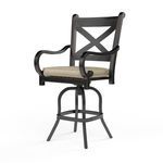 Three-quarter angled view of Monterey Barstool emphasizing its sturdy footrest and leg design