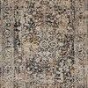 Full view of Leigh Charcoal Taupe rug showing bold central medallion and intricate border in faded colors