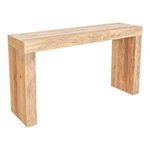 Three-quarter angled view showing thickness of top and legs with visible wood grain and texture.