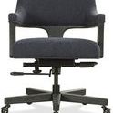 Front view of Briar Executive Chair highlighting wide seat cushion and black wood arm supports