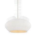 Close-up view of Ferndale Pendant highlighting textured white coiled cotton cord and amber inner surface