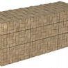 Angled side view emphasizing the woven wood panel pattern wrapping around the side