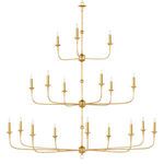 Vertical view of chandelier with thin curved arms extending horizontally and upward