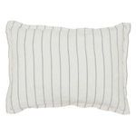 Ivory linen sham with vertical woven pinstripes and subtle stonewashed texture