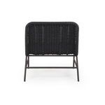 Rear view of the chair highlighting woven rope texture and metal frame support bars