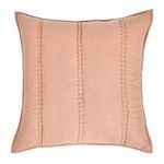 Front view of sham highlighting hand-stitched vertical channel quilting detail