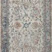 Rectangular Bianca Dove / Multi rug with vintage floral pattern in muted blue and rust on a dove gray background