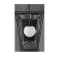 Front view of Rochefort sconce showing illuminated milky white glass globe