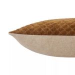 Side view displaying contrast between bronze embroidered velvet front and beige fabric back