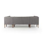 Straight-on back view showing full length and wood legs under banquette