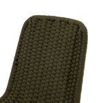 Woven green rope backrest with rounded edges and compact weave