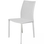Sienna Upholstered Dining Chair in white with slim padded seat and slightly curved high backrest on slender legs