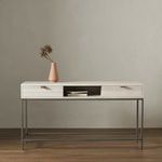 Trey Console Table styled in cozy reading nook with rug, armchair, and framed art