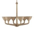 Side profile showing open basket shape of lamp cups wrapped in natural abaca rope