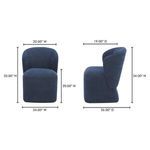 Product dimensions with front and side profile showing width, depth, and height measurements