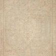 Full top view of ivory rug featuring soft blue and beige medallion pattern with subtle border design