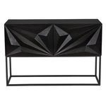 Zurich Console straight-on front view centered to show symmetrical geometric door carvings