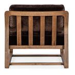 Back view showing vertical wood slats and vintage natural finish on Moraine Accent Chair