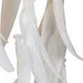 Partial side view focusing on gold frame rods arching over clustered white glass leaves