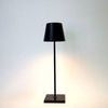 Side angle view of the Vera Black Poldina Pro Table Lamp highlighting the slim pole and shade profile