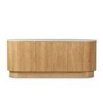 Sideboard front view showing rounded corners and flat panel door design