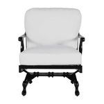 Second front view showing wide padded cushions and rounded chair legs
