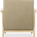 Rear view showing full Majestic Toast leather back and light wood frame of Ashland Chair
