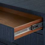 Partially opened drawer showing smooth light wood interior with metal slide mechanism inside Florence dresser