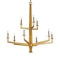 Goldfinch chandelier centered with a clear view of all twelve bulbs without shades