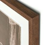 Close-up corner view highlighting texture and finish of the dark wood frame
