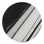 Close-up overhead view of marble tabletop showing black and gray striped marble pattern with smooth finish