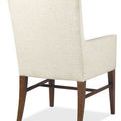 Driftwood Upholstered Arm Chair rear three-quarter view showing fabric back and wood frame details