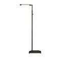 Lamp standing with arm parallel to floor and arm joints visible
