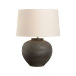 Ahmya Lamp viewed from slight right angle highlighting curved body and fabric shade